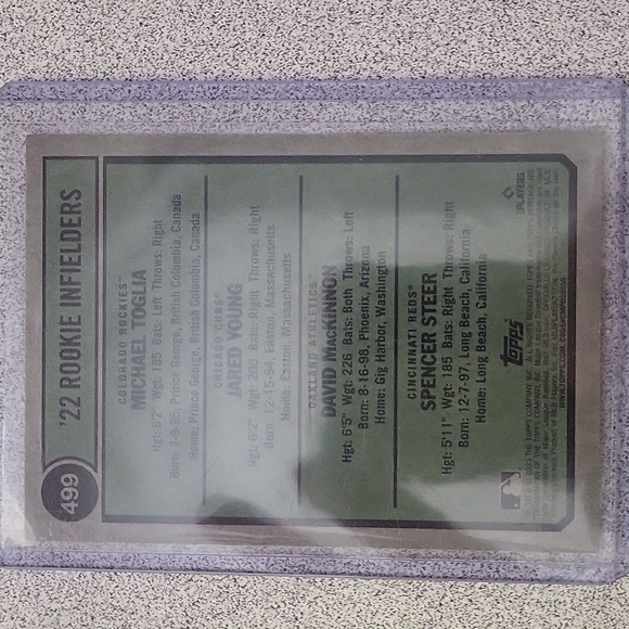 2023 Topps Heritage '22 Rookie Infielders M. Toglia,J.Young,D. Mackinnon,S.Steer - Picture 2 of 2